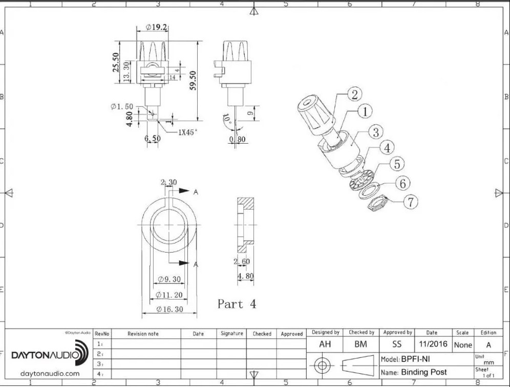 BPFI-NI Vollisoliertes  Binding Post Nickel