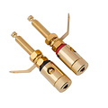 Gold Binding Post Banana Jack Pair Extra Long Shaft with Solder Tabs