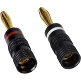 Banaanstekkers met dubbele borgschroeven  Zwart set van 4