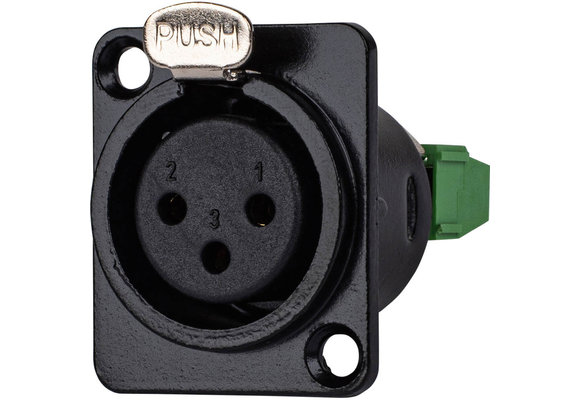 Female XLR to 3-Way Phoenix Connector D Mount
