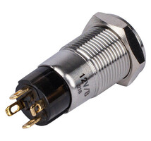 SPST Waterproof Push Switch Latching Switch w/Raised Button (Blue LED)