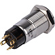 SPST 12mm Stainless Steel Waterproof Push Button Latching Switch w/Raised Button and Blue LED Ring