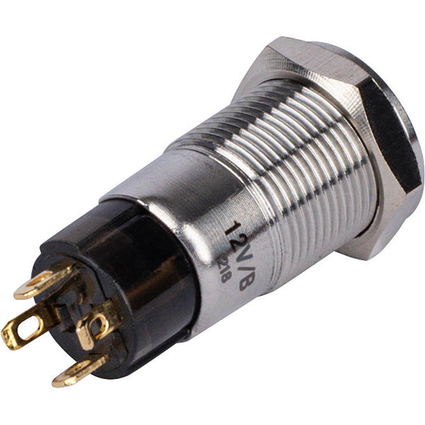 SPST 12mm Stainless Steel Waterproof Push Button Latching Switch w/Raised Button and Blue LED Ring