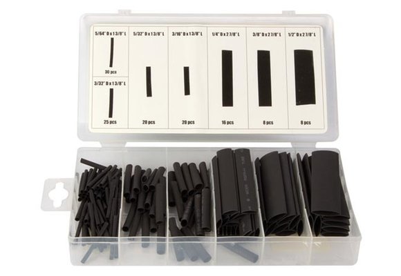 Black Heat Shrink Tubing set | Multiple sizes 127 pcs.