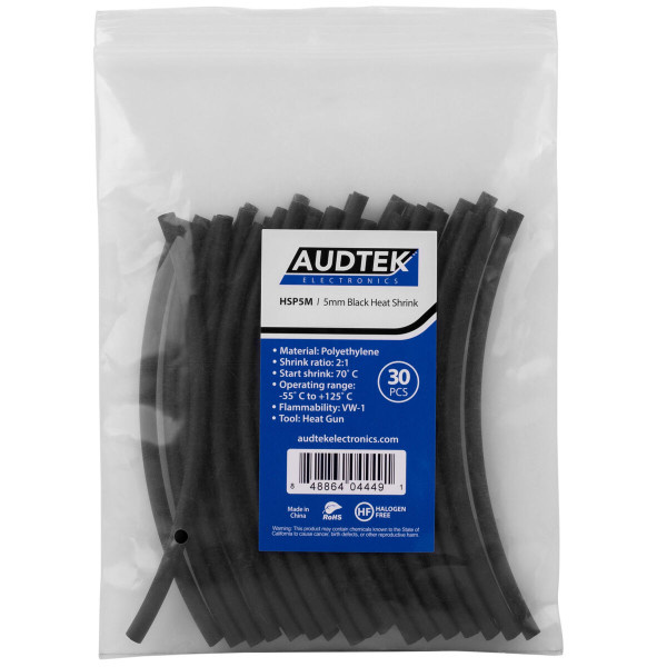 HSP5M Black 5mm Heat Shrink 2:1 | 15 cm x 30 Pcs.