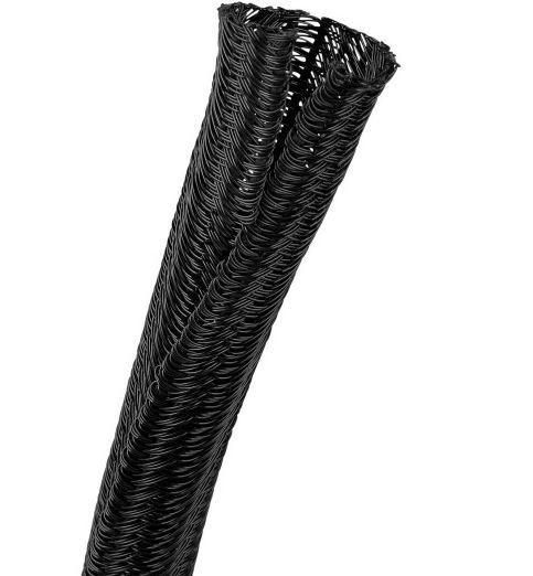 SBCW24 12 mm geflochtener Schrumpfschlauch | 7,3 Meter | Schwarz