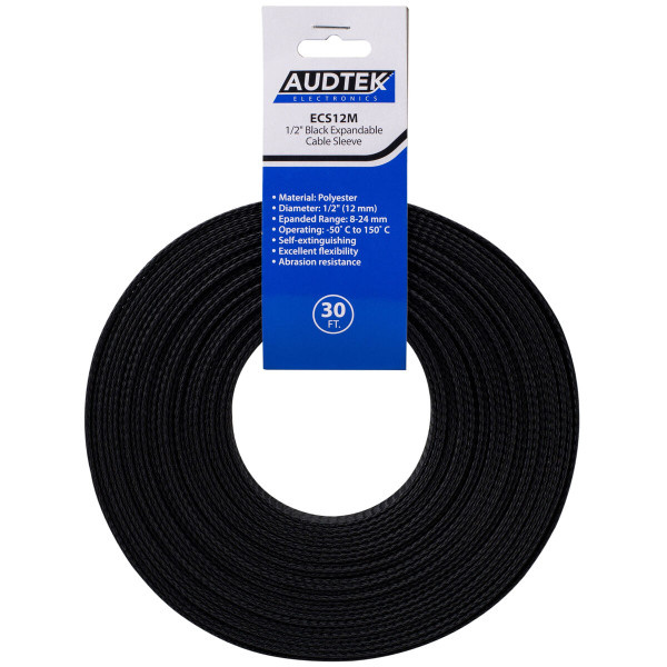 ECS12M 12 mm Expandable Braided Cable Sleeve | 9 meter | Black