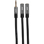 YMFS35 Premium Slim 3.5mm Stereo Male naar 2 Slim 3.5mm Stereo Female Y Adapter kabel 0,3 meter