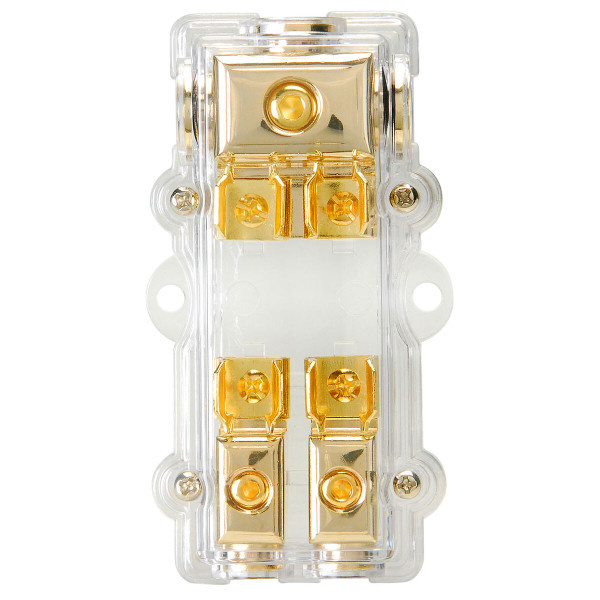 GFB1428 Gouden zekeringsblok 1x4 AWG in, 2x8 AWG uit