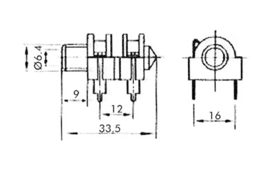 6,35mm Klinkenbuchse Closed Circuit Mono
