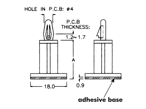 MMB300 PCB Holder | 20mm | Ø 4mm