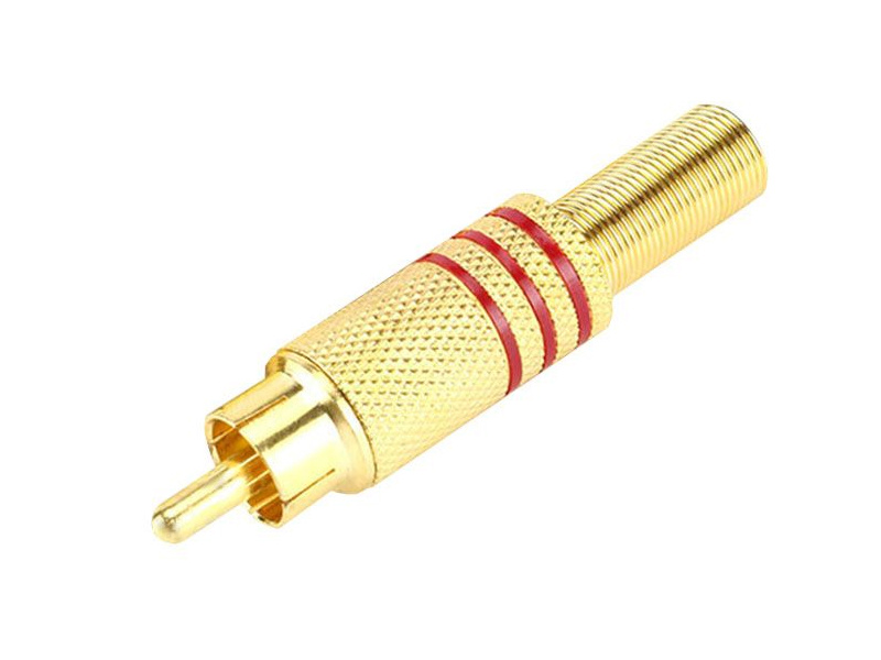 Gold Male RCA Plug Red