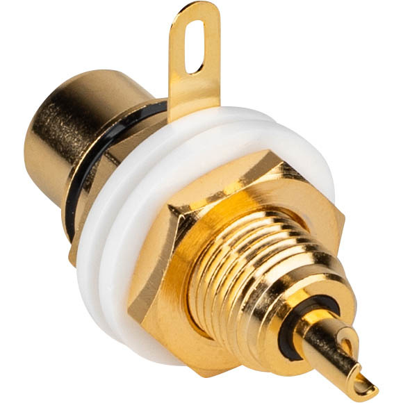 Chassis Mount Gold Plated Hex Nut RCA Jacks 2-Pair