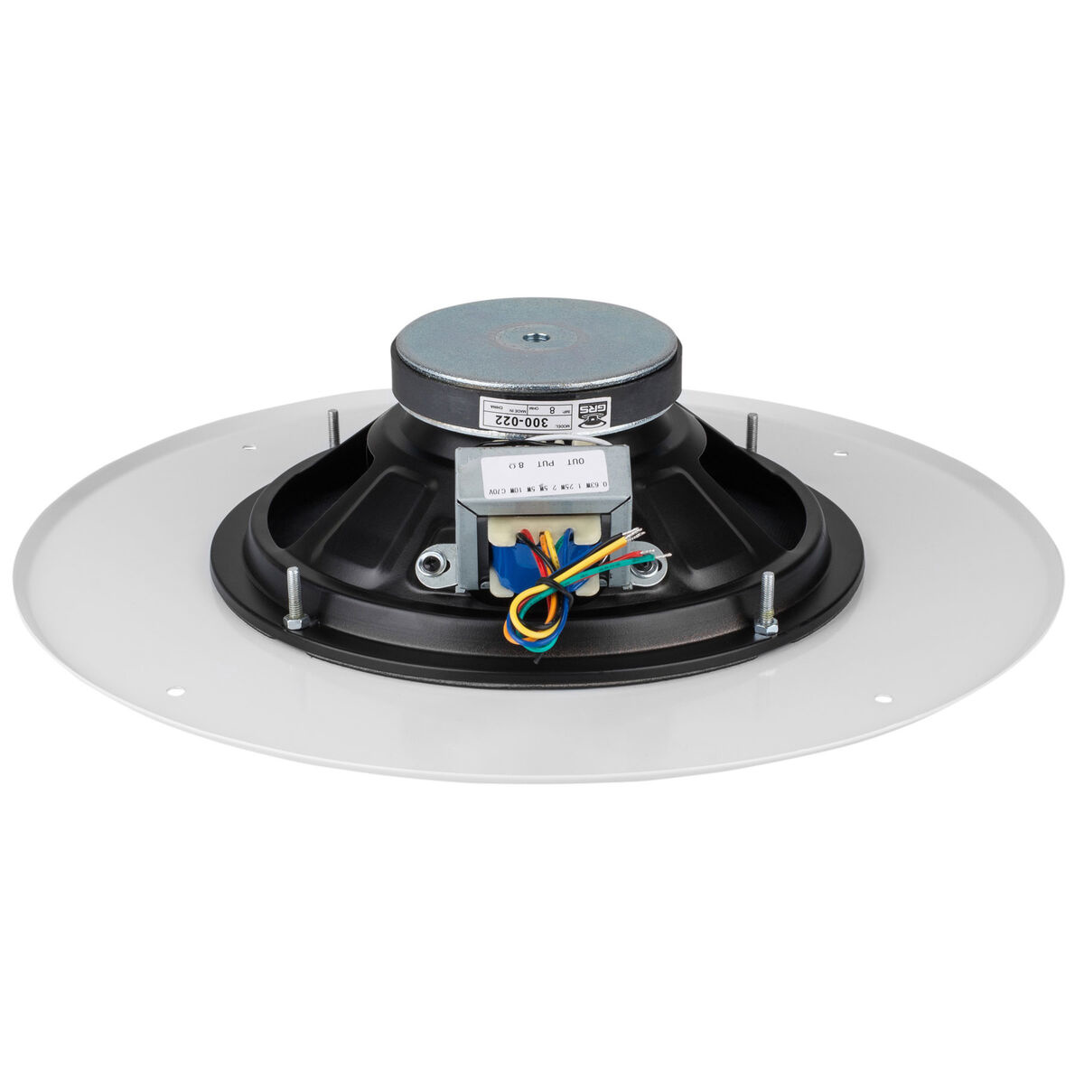 8" Ceiling Speaker with 70V Transformer & White Grill for Background Music, Paging, Alarm Signaling