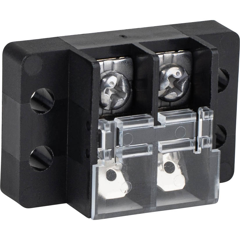 Terminal Strip 2-Pole 20A Half Screws and Half Male Quick Disconnect Terminals with Flip-Up Cover