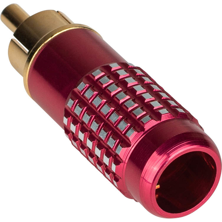 Gold Platted Brass RCA Super Plug Connector Red 8mm Cable Entry