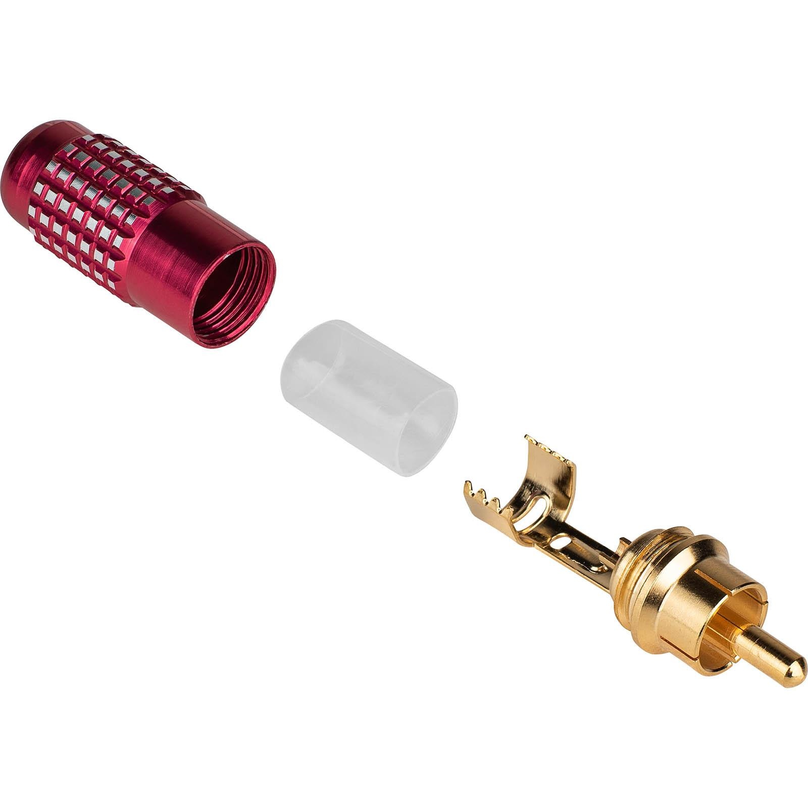 Gold Platted Brass RCA Super Plug Connector Red 8mm Cable Entry