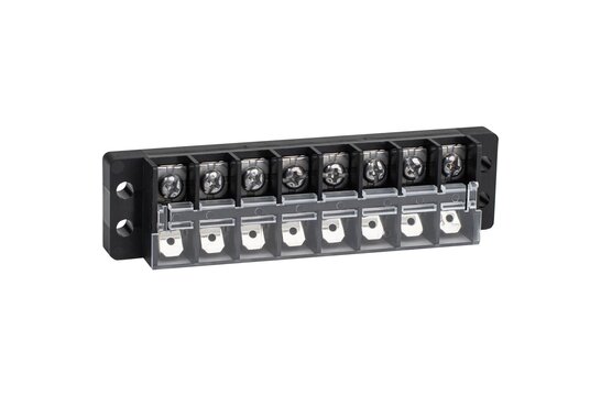 Terminal Strip 8-Pole 20A Half Screws and Half Male Quick Disconnect Terminals with Flip-Up Cover