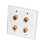 Double Loudspeaker Plastic Wallplate White