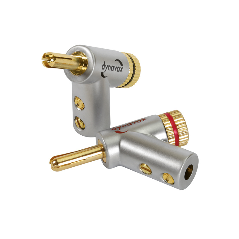 Angled Banana Plug Connector with Expandable Tip 2-Pair