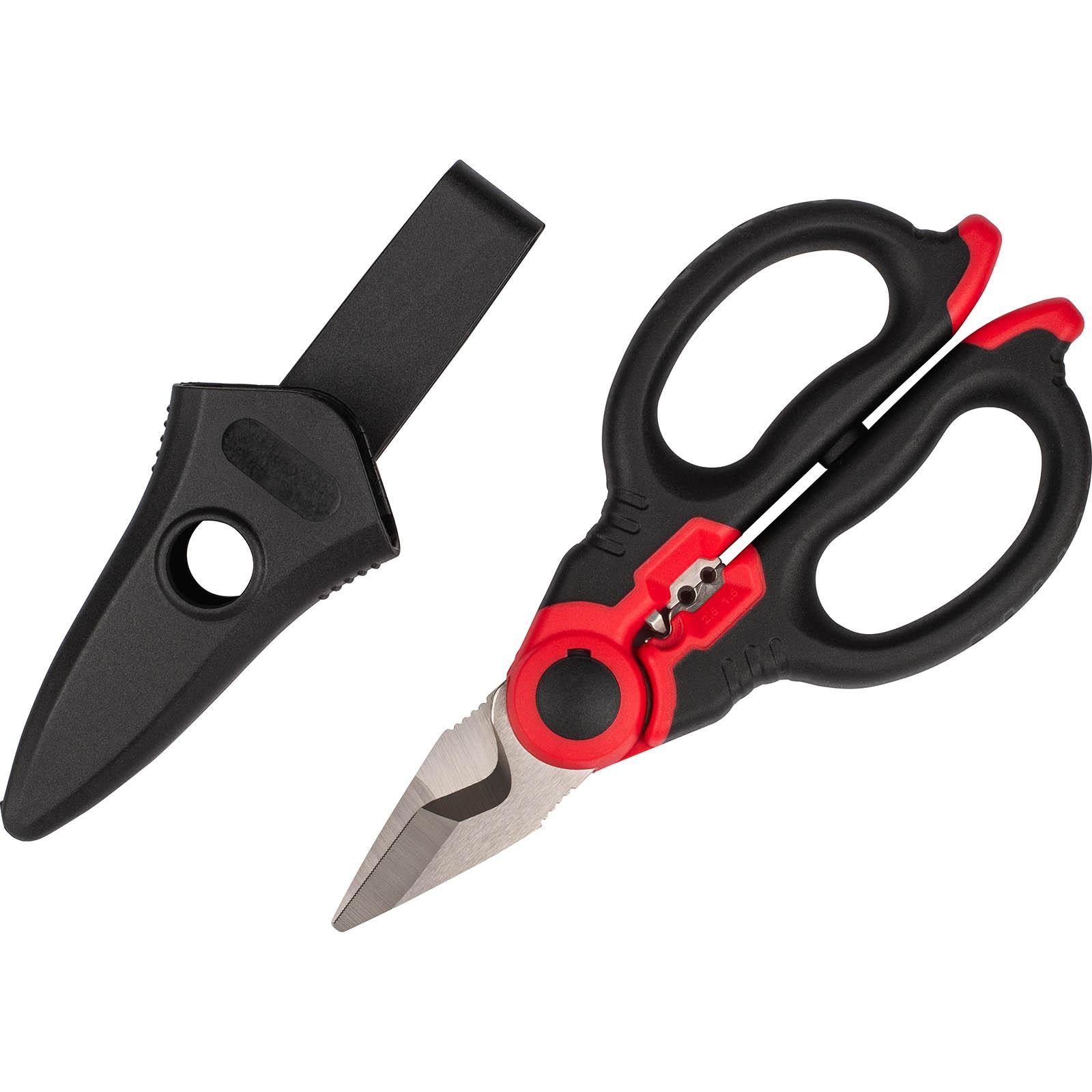 Heavy Duty Electricians Scissors with Built-in Crimper and Belt Clip