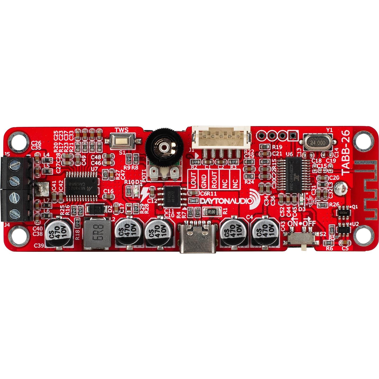 TABB-26 Twin Pairing Bluetooth 5.0 2 x 6W Amp Board with 26650 Battery Holder/Charger