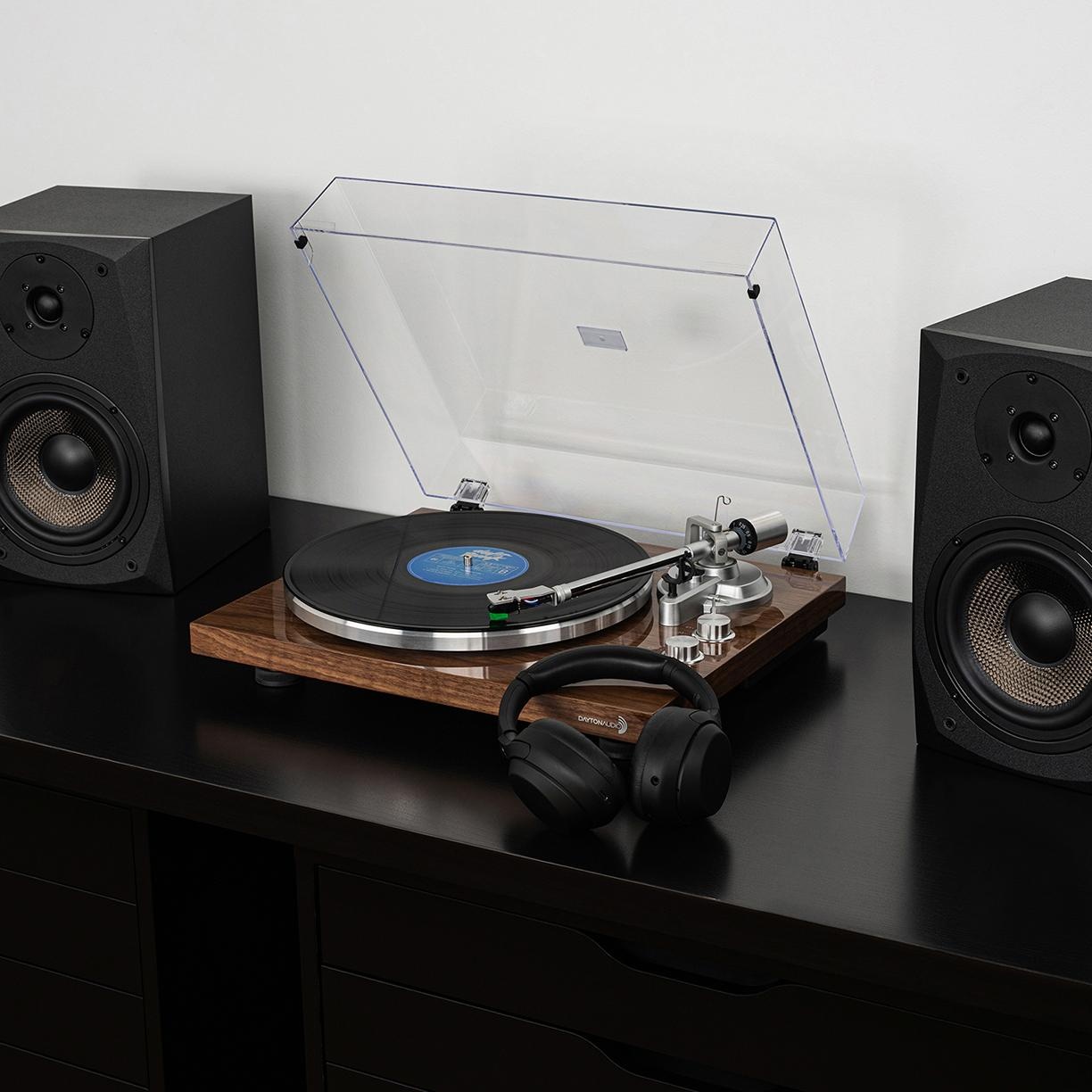 Belt Drive Turntable with USB, Bluetooth, Audio-Technica AT-VM95E Cartridge - Wood
