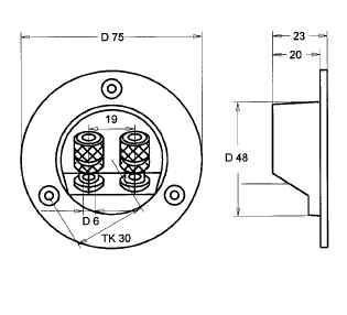 1347139 Quadratischer Anschlussbecher | Schraubbindung | Ø 75 mm