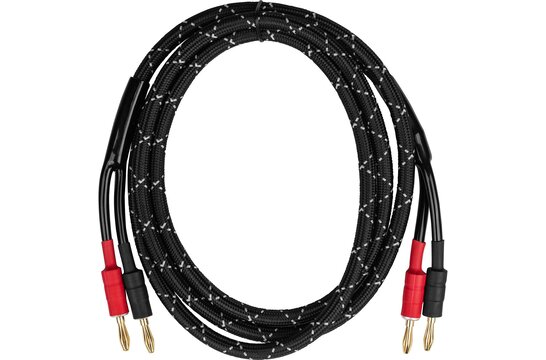 189-704 Professional Grade Braided Speaker Cable Wire with Gold Plated Banana Jacks 14 AWG