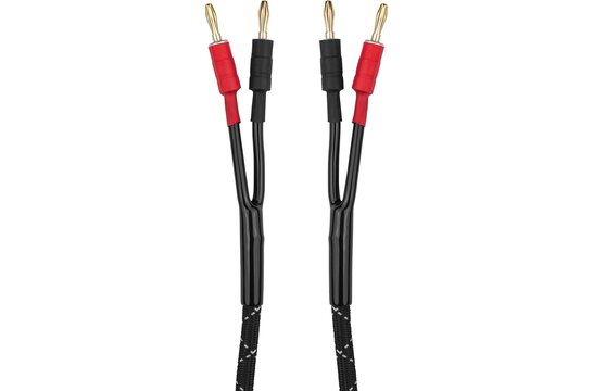 189-704 Professional Grade Braided Speaker Cable Wire with Gold Plated Banana Jacks 14 AWG