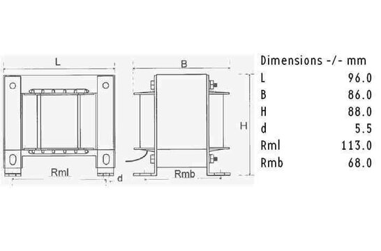 FE96/120/140 | 12 mH | 0,42 Ω | 5% | 15 AWG | Transformer Core Spule