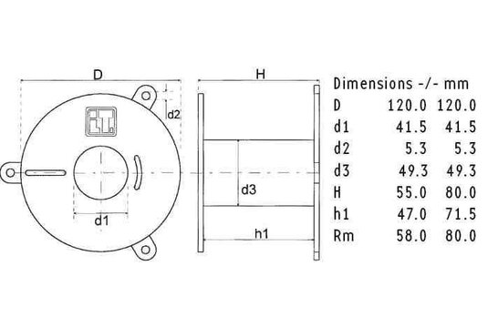 LU120/3.3/20 | 3,3 mH | 0,35 Ω | 3% | 12 AWG | Air Coil