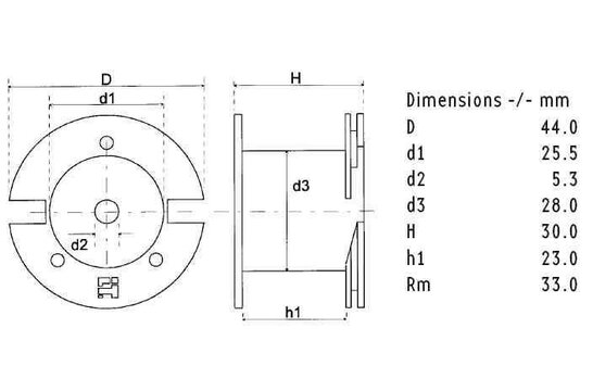LU44/039/100 | 0,39 mH | 0,33 Ω | 3% | 18 AWG | Luftkernspule