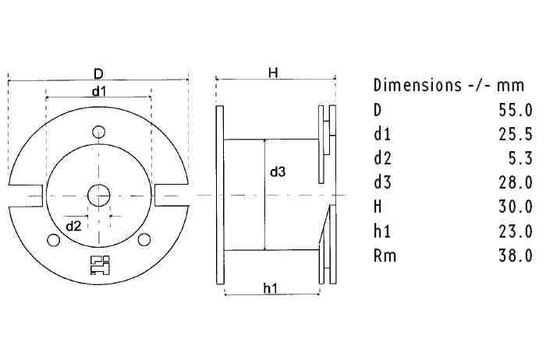 LU55/1.8/100 | 1,8 mH | 0,79 Ω | 3% | 18 AWG | Luftkernspule