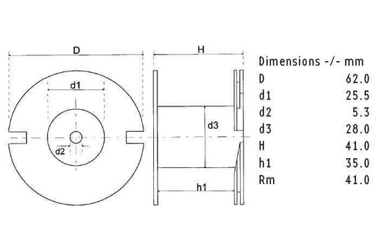 LU62/1.5/140 | 1,5 mH | 0,34 Ω | 3% | 15 AWG | Luftkernspule