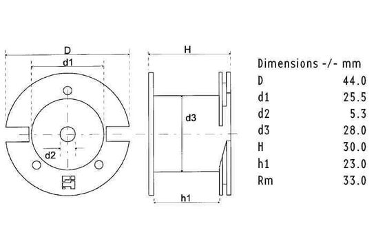LUT44/047/10 | 0,47 mH | 0,41 Ω | 3% | 18 AWG | Air Therm Inductor