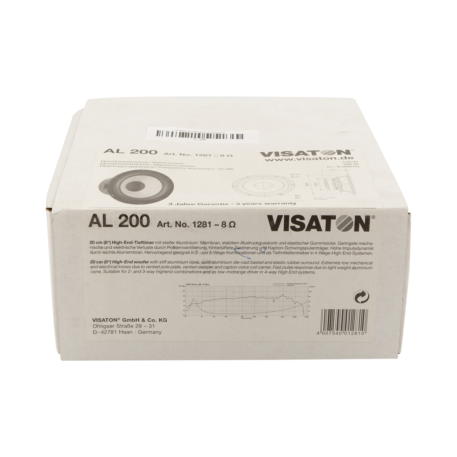 AL 200 8" High-End Woofer 8 Ohm