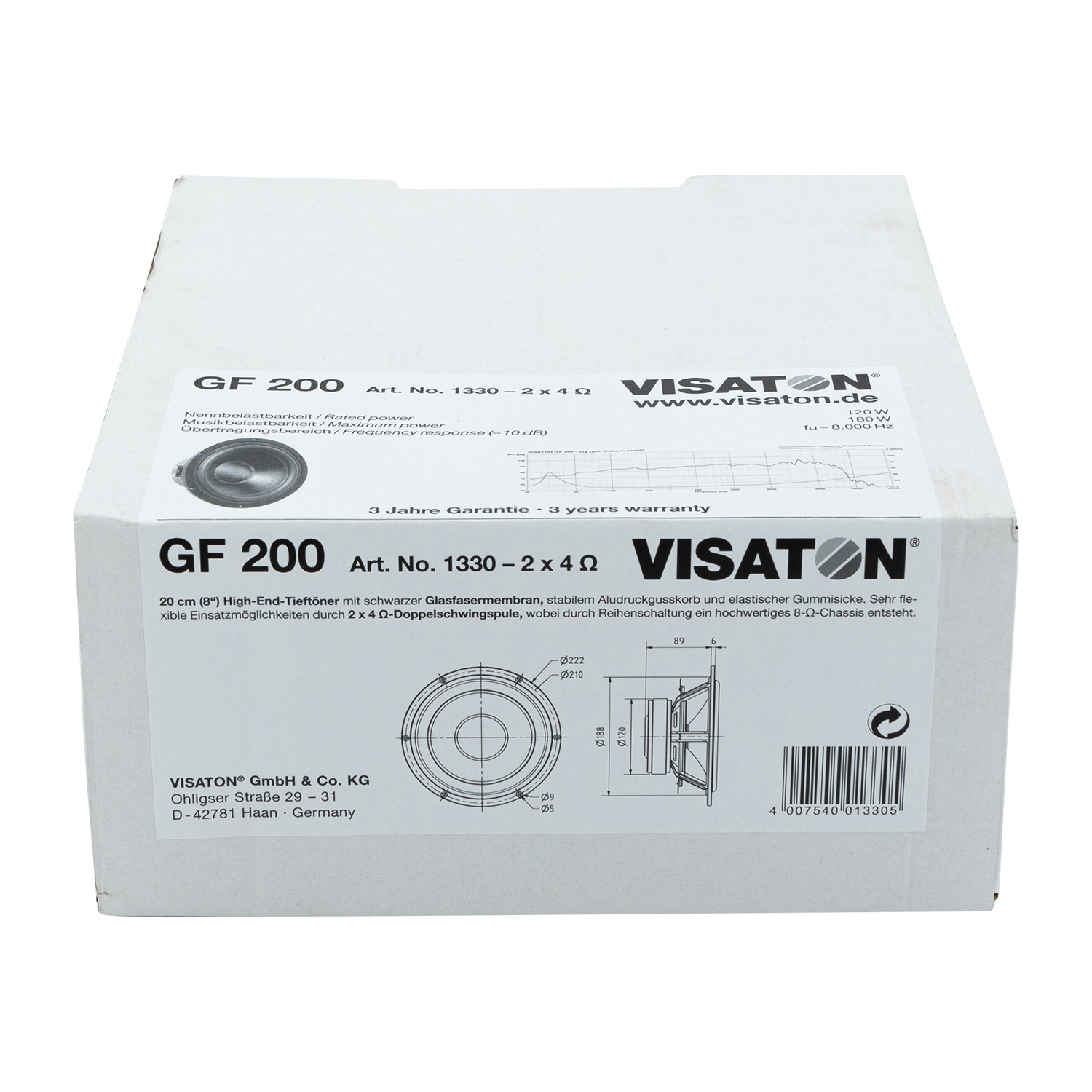 GF 200 8" High-End Woofer 2x4 Ohm