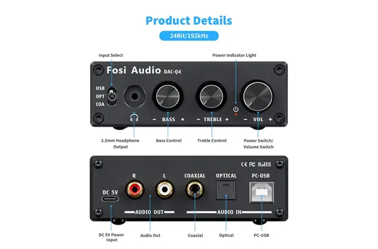 Q4 Audio DAC & Amplificatore per Cuffie