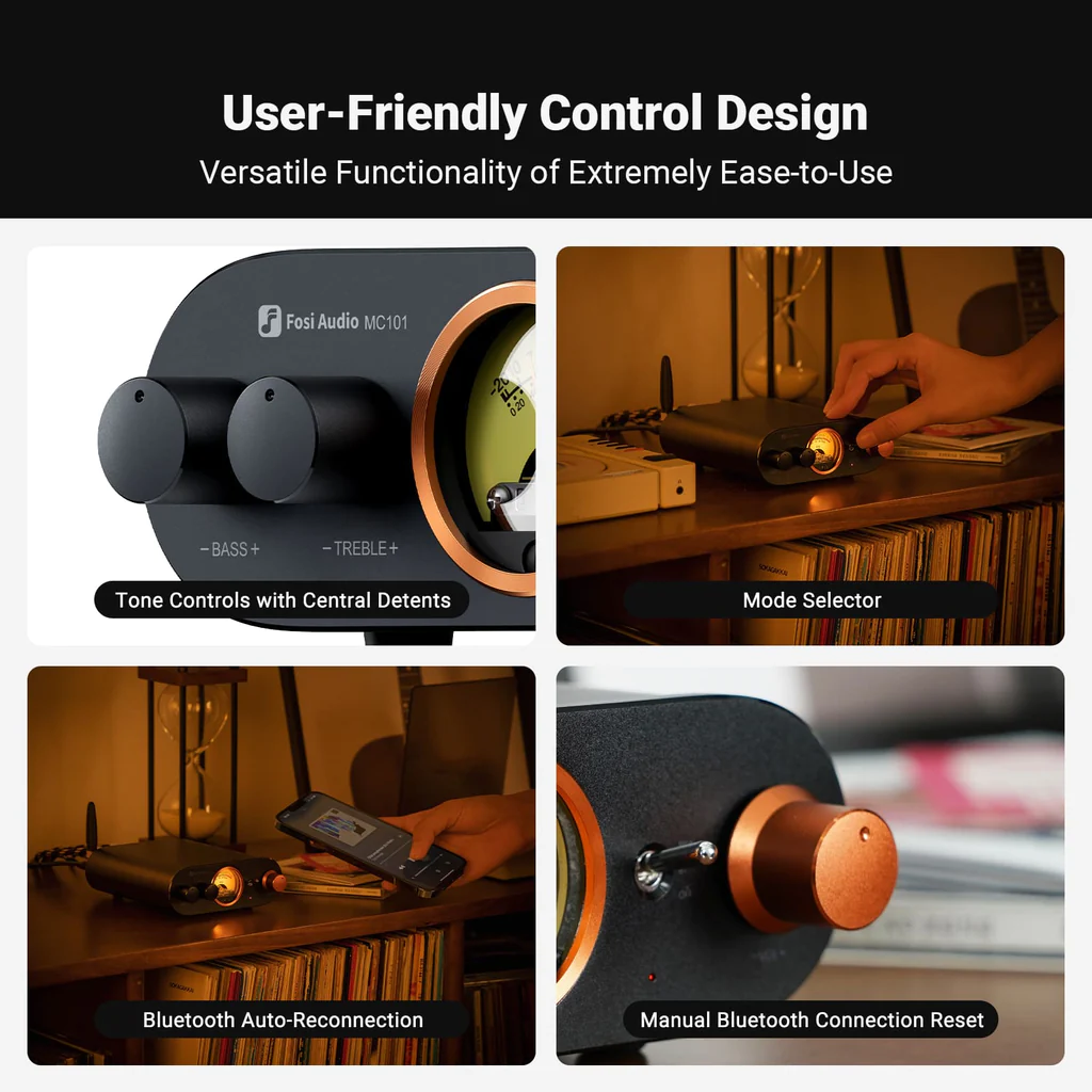 MC101 stereo versterker w/ VU Meter