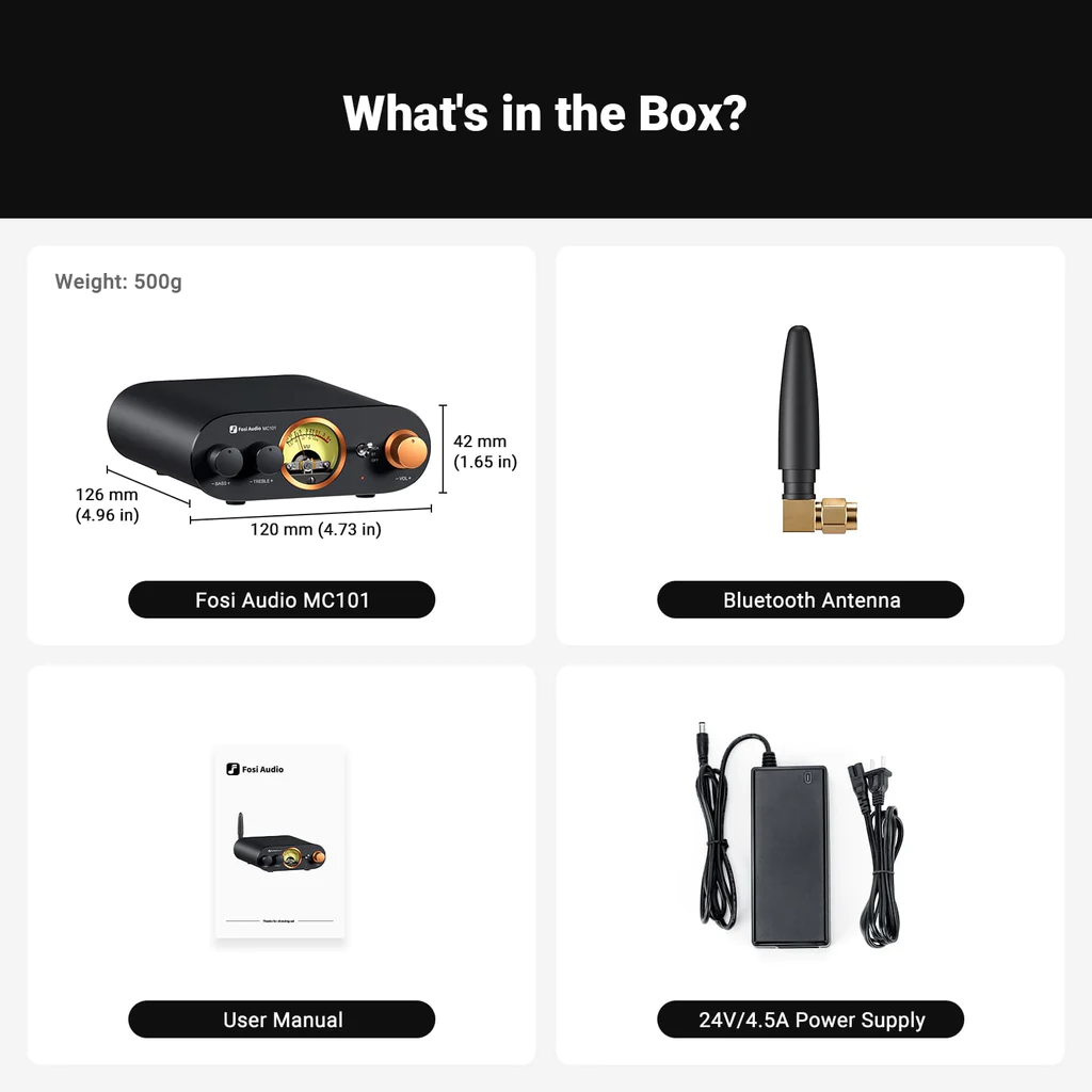 MC101 stereo versterker w/ VU Meter