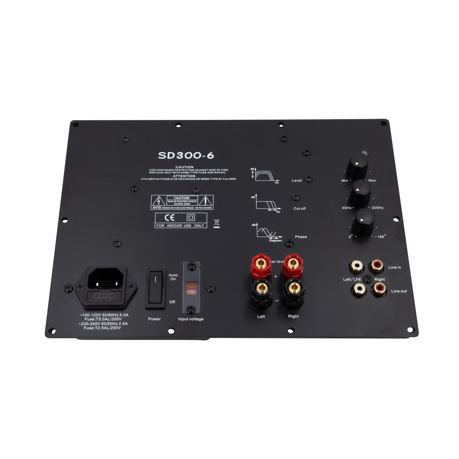 SD300-6 300W Class D Subwoofer Plate Amplifier Module with 6 dB at 30 Hz