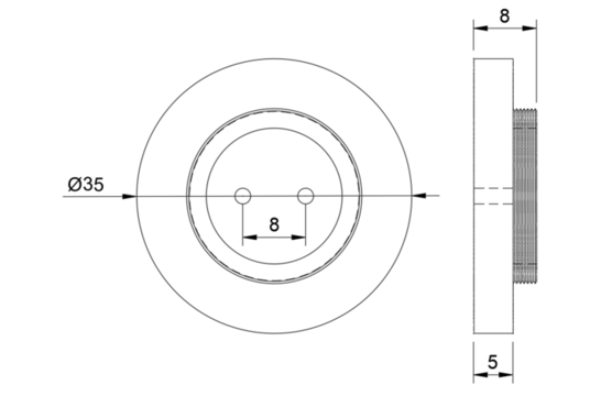 EX2HMP-5 IMS™ exciter montageplaat met twee gaten 1 st