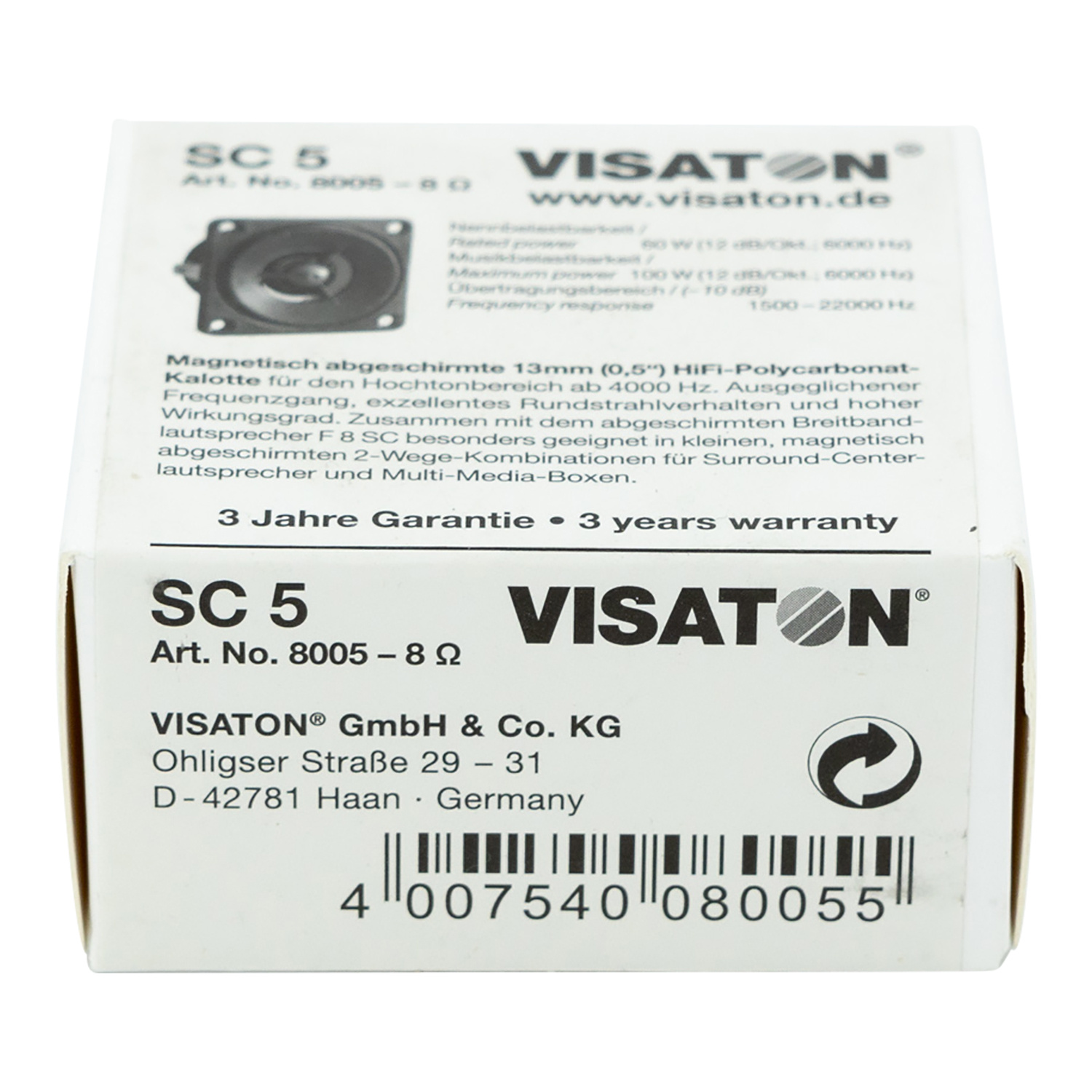 SC 5 1/2"  Polycarbonate Tweeter 8 Ohm