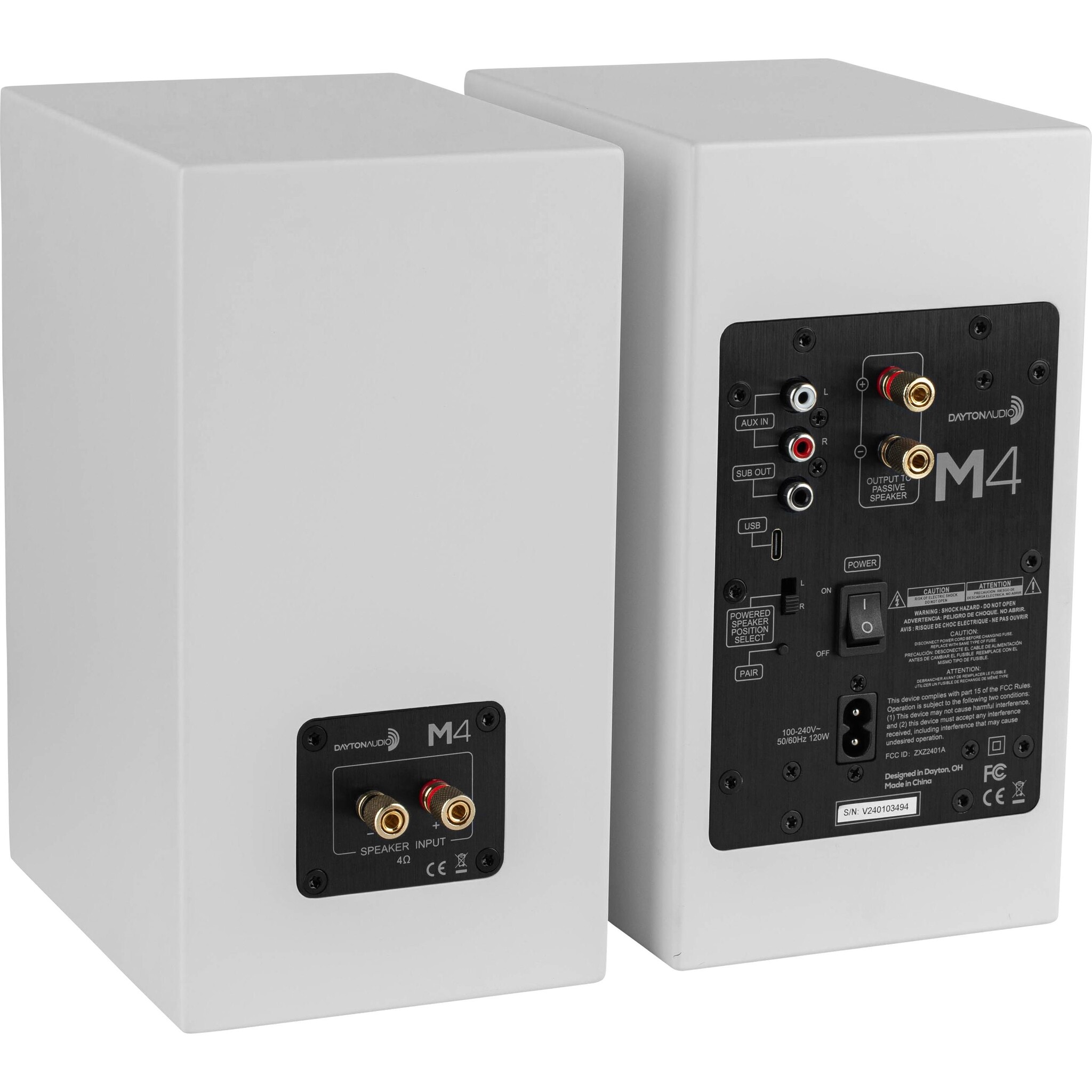 M4-White Active Bookshelf Speakers