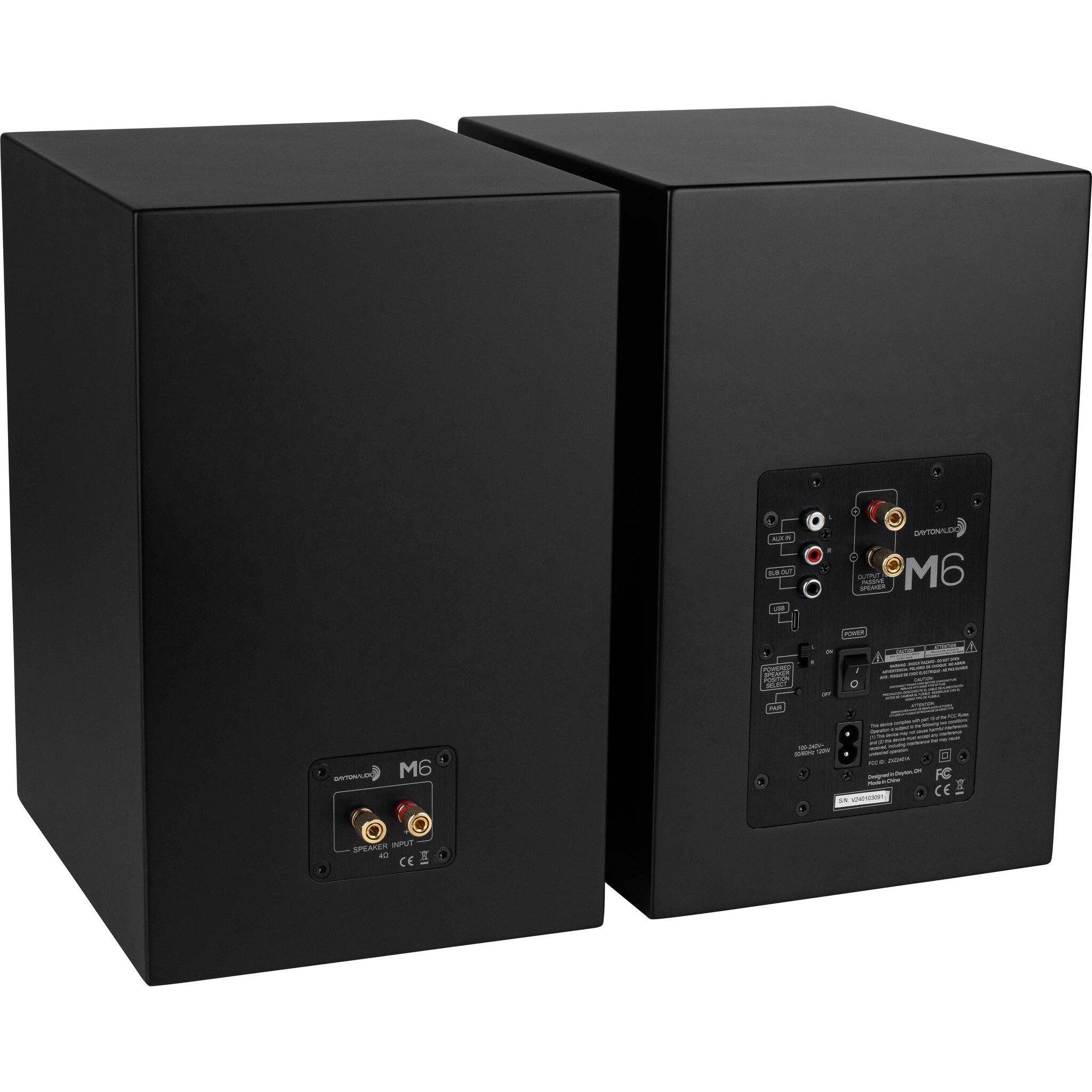 M6-Black Active Bookshelf Speakers