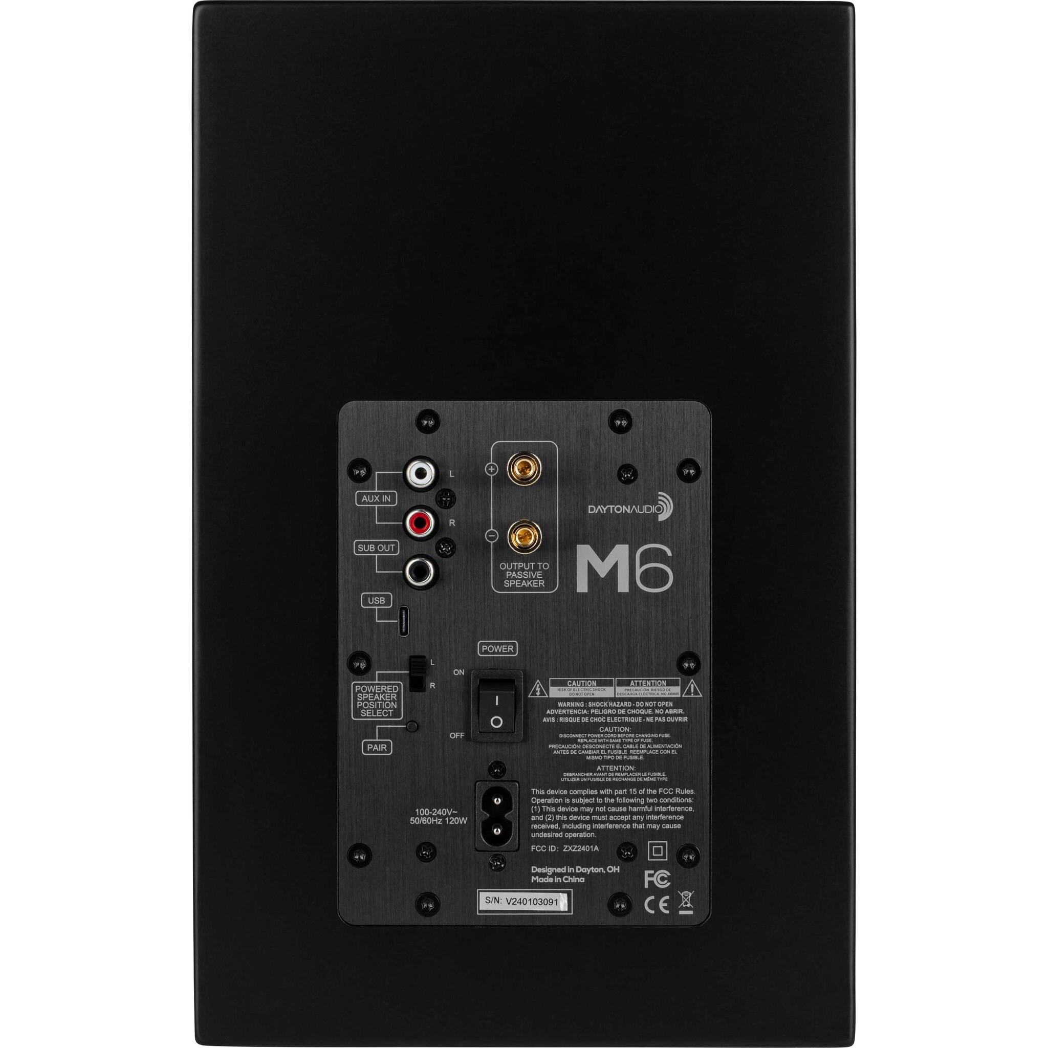 M6-Schwarz Aktiv Regallautsprecher