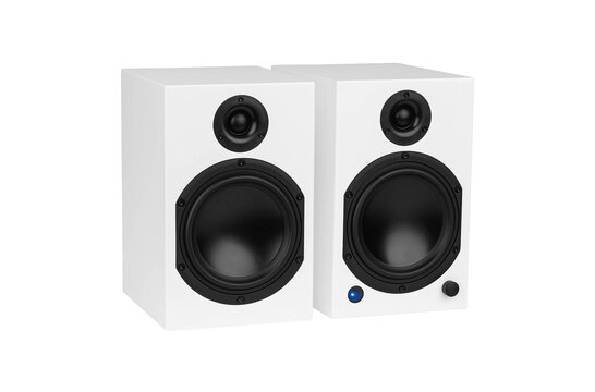 M6-White Active Bookshelf Speakers