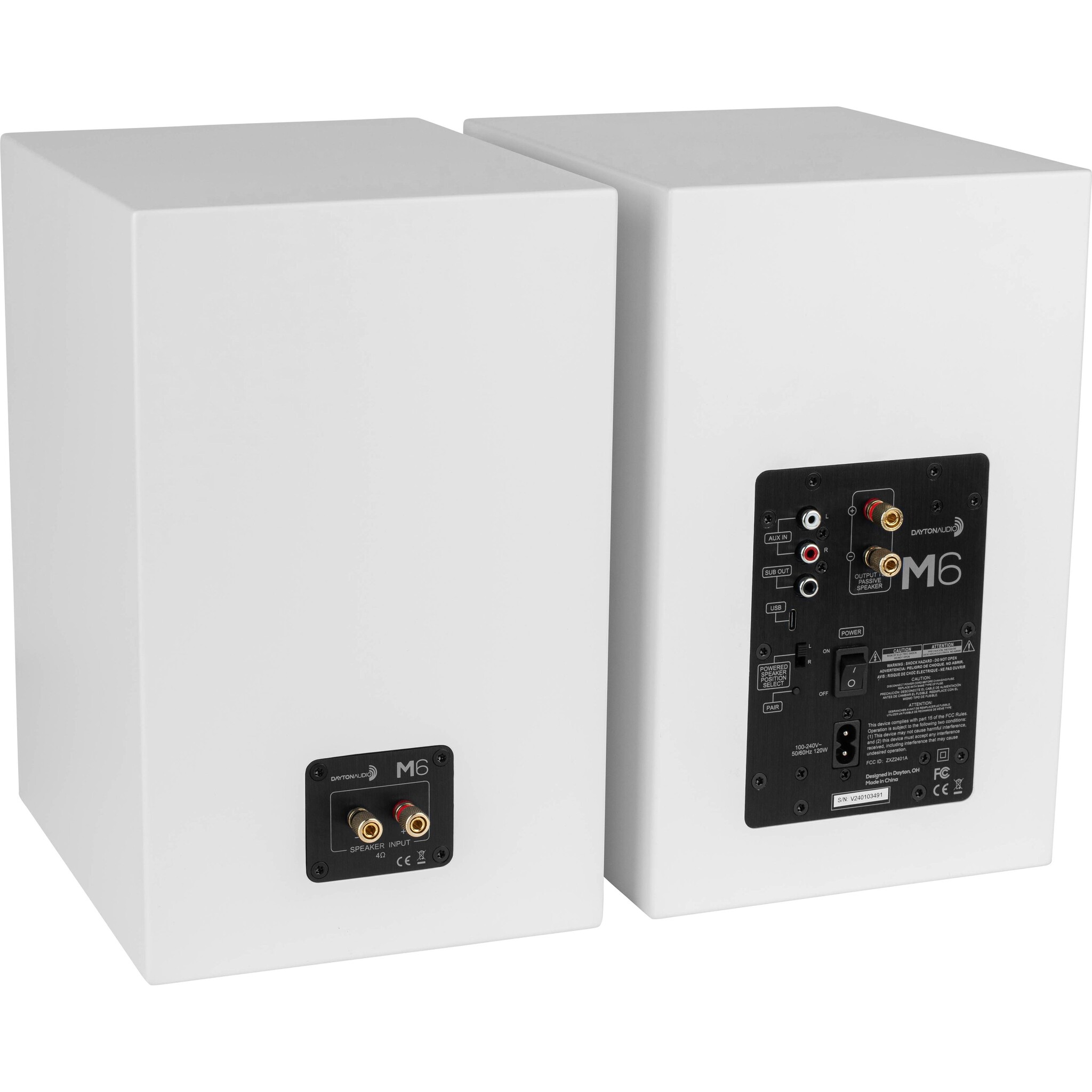 M6-White Active Bookshelf Speakers