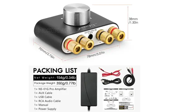 NS-01G PRO stereo versterker voor Bass Shakers
